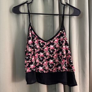 Ambiance Black and Pink Floral Camisole